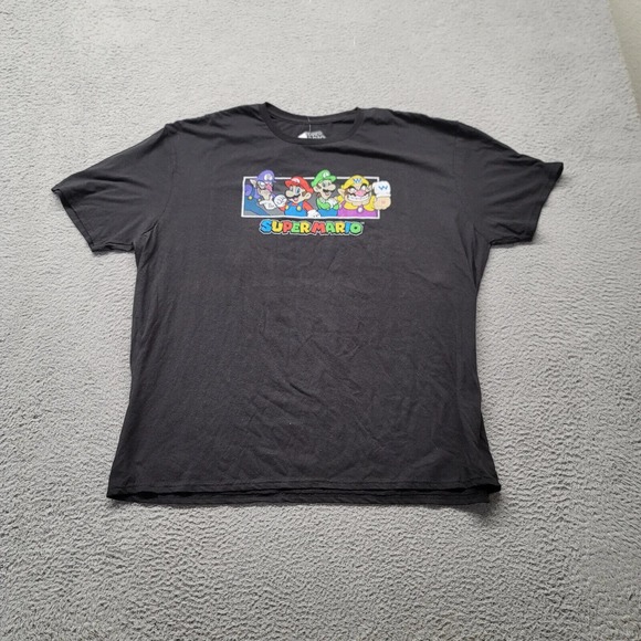 Nintendo Shirt‎ Mens 3XL Black Super Mario Spellout SNES Retro Video Games Logo - Picture 1 of 9